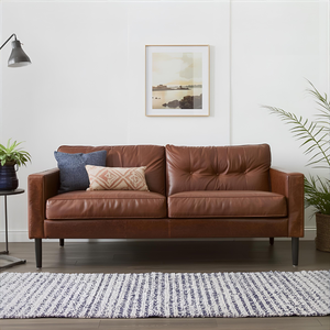 Sofá de Cuero Vacuno Contemporáneo de Lujo con Brazos Limpios y Elegantes y Estructura de Madera Reforzada para Muebles de Sala de Estar - Product Image 2