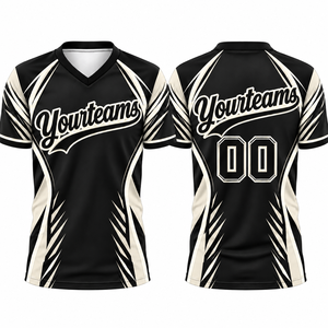 Maillot personnalisé sublimé à col en V unisexe à manches courtes en polyester anti-humidité pour adultes – Tenue de sport pour équipe - Product Image 1