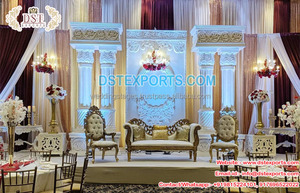 Decoración de Escenario Blanco para Recepción de Boda India, Decoración de Escenario con Toque Elegante para Boda Sri Lanka, Últimas Tendencias en Decoración de Escenarios para Bodas en EE. UU. - Product Image 3