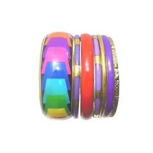 Bracelets en métal pour femmes, ensemble de 7 Bracelets en résine métallique, bijoux acryliques de qualité artisanale - Product Image 1