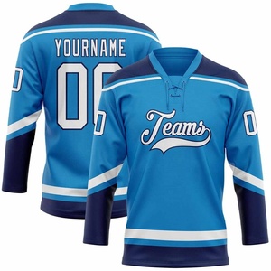 Personalizado Hockey Jersey sublimación bordado encaje cuello aparejos sarga hockey sobre hielo Jersey uniforme - Product Image 3