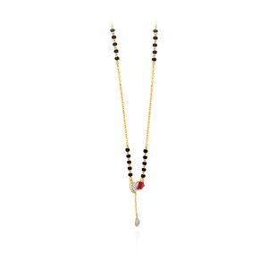 Elegant GLEAMORA ENTERPRISE <b>Rose</b> Gold Plated 14K Yellow Gold IGI Certified Women's Mangalsutra <b>Black</b> Beaded Chain Geometric Cut - Product Image 2