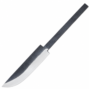 Hoja de cuchillo curva negra y plateada con espiga larga y estrecha, filo pulido para la creación de mangos personalizados y trabajos de bricolaje. - Product Image 5