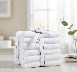 100% Pure Cotton White <b>Terry</b> Bath <b>Towel</b> 550 GSM Soft Plush Heavyweight Highly Absorbent Luxury <b>Towel</b> for Hotels Resorts - Product Image 2