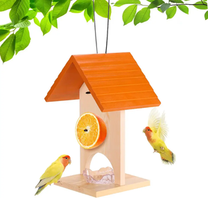 Mangeoire à oiseaux en bois de style moderne du milieu du siècle pour jardin, balcon et décoration extérieure - Product Image 5