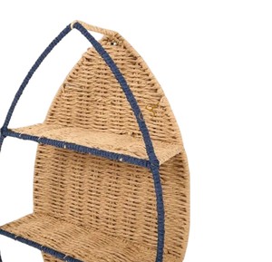 Estante de pared de mimbre tejido con forma de cohete, organizador colgante único para dormitorio infantil, estantería decorativa para libros. - Product Image 2