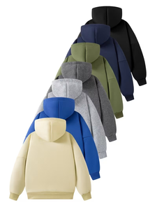 Sweat-shirt à capuche doublé bleu pour bébé, décontracté, 100 % coton molletonné, vêtements pour enfants, collection printemps-automne, écologique - Product Image 3