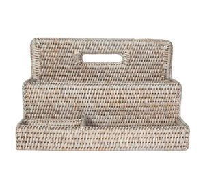 Dernier design - porte-livres et porte-stylos pour bureau, étagère de rangement en rotin naturel tressé. - Product Image 3