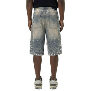 Shorts en jean pour hommes, style streetwear, personnalisés, délavés vintage, respirants, séchage rapide, avec boutons, pour l'été, l'automne et l'hiver - Product Image 5