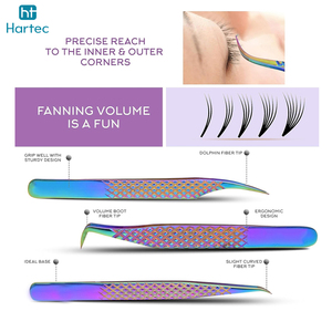 Durable New Trendy Diamond-Cut Non-Slip Grip Wholesale Rate Custom Branding Rainbow Finish Eyelash Extension and Volume Tweezers - Product Image 3