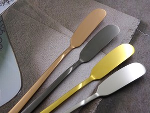 ชุดมีดเนยสแตนเลส 4 ชิ้น ใบมีดแบน ด้ามตรง มีดอเนกประสงค์สำหรับครัว DIY สีเงิน สีทอง - Product Image 1
