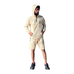 Conjuntos de Chándal Personalizados de Alta Calidad de Nylon y Poliéster de Secado Rápido con Bloques de Color, Estilo Urbano, con Sudadera con Capucha y Cremallera Tipo Tortuga, Pantalones Cortos y 2 Prendas de Abrigo para Hombre - Product Image 1