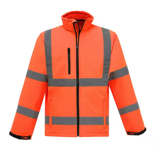 <b>Mens</b> High Visibility Security <b>Jacket</b> <b>Reflective</b> Stripe Safety Workwear with Zip Closure and Customizable Logo - Product Image 5