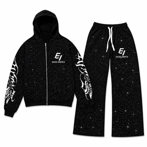 Conjunto Deportivo con Capucha y Estampado Galáctico para Hombre, Sudadera con Cierre Completo y Pantalones Deportivos de Pierna Ancha - Product Image 1