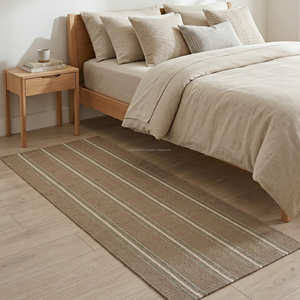 Decorative <b>Kitchen</b> Rug Beige Brown Color Rectangle Flat Weave Non-Slip Farmhouse Style Indoor Dining Area Runner Rug - Product Image 5
