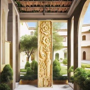 Panel de Grabado CNC de Buda en Piedra Arenisca de Jodhpur, Decoración Moderna para Patio Exterior, Instalaciones Artísticas para Paredes de Jardín - Product Image 1