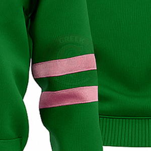 Cárdigan verde Alpha Sorority para mujer, suéter de punto con cuello en V, bordado con letras griegas, rayas rosas, manga larga, estilo collage. - Product Image 2
