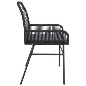 <b>Black</b> PE Rattan Garden Chair With Foam Cushion Steel <b>Frame</b> Outdoor Furniture Contemporary Design Tapered Legs UV Resistant - Product Image 6