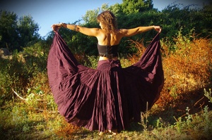 กระโปรงแม็กซี่ผ้าฝ้ายสไตล์โบฮีเมียน ฟลาเมงโก เต้นระบำหน้าท้อง กระโปรงระบายพลิ้วไหว ของขวัญสำหรับเธอ ราคาโรงงาน - Product Image 2