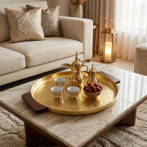 Modern Matte <b>Black</b> Floral <b>Serving</b> <b>Tray</b> Designer Metal Platter for Luxury Hospitality & Home Decorative Arabic Home <b>Serving</b> <b>Tray</b> - Product Image 6