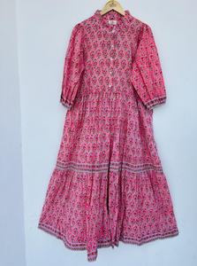 Femmes filles imprimé pur coton Maxi robe indien bloc imprimé décontracté été soirée à la mode en gros longue Midi en vrac - Product Image 2