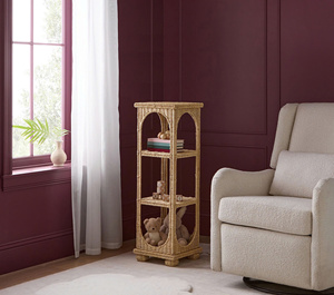 Boho Tall Rattan Corner Shelf Handwoven Wicker Storage Rack Kids Bed Room Furniture Corner Organizer Display Shelf Toys Storage - Product Image 1