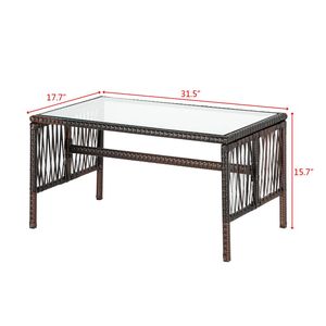 Set di Mobili da Esterno in Rattan PE con Struttura in Ferro, 4 Pezzi: 1 Divano a Due Posti, 2 Poltrone Singole, Tavolino da Caffè con Braccioli Intrecciati - Product Image 6