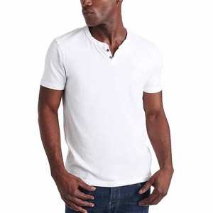 T-shirt de sport pour homme style américain, à manches courtes boutonnées, en coton, coupe ajustée, respirant, extensible, anti-boulochage, uni - Product Image 1