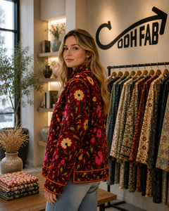 Red Hand Embroidered Suzani Sujani Jacket <b>Women</b> Floral Boho <b>Coat</b> Vintage Ethnic Handmade Designer Outerwear Wholesale India - Product Image 5