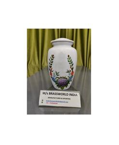 Urna humana de aluminio pintada a mano de Homebia Brassworld, suministros funerarios de la India - Product Image 1