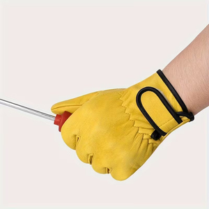 High Quality Deer Skin Leather Machine Working <b>Gloves</b> Yellow Color Daily Use Breathable <b>Touchscreen</b> Eco-Friendly Elastic - Product Image 6