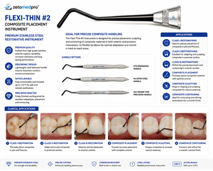 Instrumento de Colocación de Composite Dental Flexi-Thin Premium No. 2 Instrumentos Restauradores de Acero Inoxidable OEM Zetomed Pro - Product Image 3