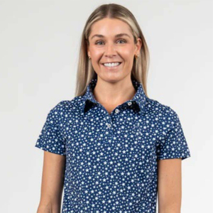 Polo de Mujer con Estampado de Puntos Azules, Manga Corta, Casual, Transpirable, Tejido de Poliéster, Corte Regular - Product Image 4