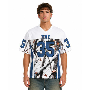 Maillot de football américain unisexe Y2K rétro camouflage, fournisseur en gros, impression par sublimation personnalisée, maille respirante, col en V, tenue d'équipe - Product Image 1