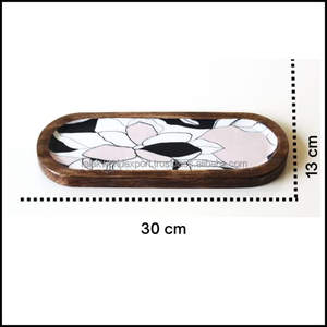 Plateau de service sur mesure de luxe en gros, en bois d'acacia fait à la main, imprimé émail, meilleure qualité, qualité supérieure, plateau de service sur mesure - Product Image 5