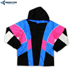 Unisex Y2K Hooded Windproof Jacket Color Blocking Raglan Sleeve Oversized Regular Fit Autumn Wear 100 Polyester Woven Print - Product Image 2