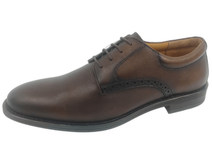 Dlords Christofer Men's <b>Brown</b> Genuine Leather Oxfords Pointed Toe <b>Lace</b>-Up Comfortable Embossed Logo Anti-Slippery Dress <b>Shoes</b> - Product Image 4