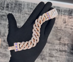 สร้อยข้อมือคิวบันฮิปฮอปประดับมอยส์ซาไนต์ เงินแท้ 925 พร้อมป้ายชื่อสั่งทำ ขายส่ง - Product Image 1