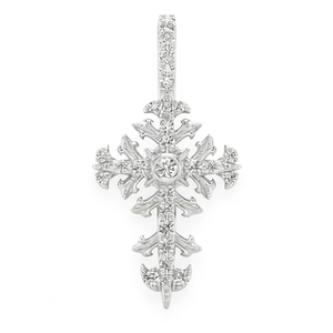 925 <b>Silver</b> Rhodium Plated Custom Iced Jesus Filigree Cross Pendants <b>Necklace</b> Lab Grown Diamond Christian Religious Jewelry Fine - Product Image 1