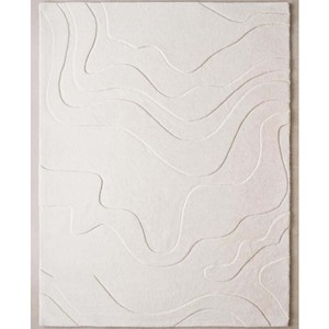 Solid <b>Blush</b> Pink Area Rug Modern Hand Tufted Wool Carpet Abstract Wave Pattern Rug Contemporary Home Decor Floor Covering Rug - Product Image 4
