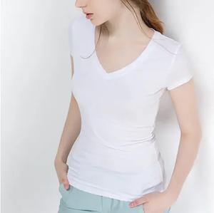 OEM Organic Blend Women's Cotton Crop <b>T</b> <b>Shirt</b> Breathable Quick Dry Short Sleeve Casual Tee Crew Neck Summer Gym Top - Product Image 5