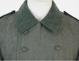 Manteau d'extérieur pour homme en laine grise, double boutonnage, imperméable, écologique, uniforme de reconstitution historique Seconde Guerre mondiale, avec vraie fourrure de renard - Product Image 5