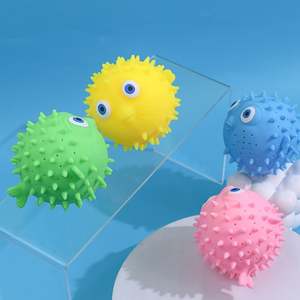 Jouet de plage et de bain pour bébé, poisson-bouffant en TPR créatif et personnalisable, absorbant l'eau, anti-stress, pour l'été - Product Image 5