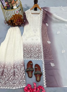 Ensemble prêt-à-porter en Faux Georgette brodé de diamants, longueur cheville, pour femme, style traditionnel décontracté, Inde Pakistan, élégant et polyvalent - Product Image 5