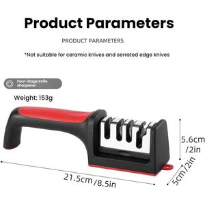 Affilacoltelli Professionale 4-in-1 con Slot in Acciaio al Tungsteno e Ceramica Nero/Rosso per Affilare Forbici - Product Image 3