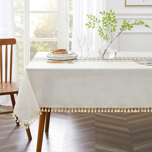 Manufacturer Wholesale Linen Striped Lace <b>Tablecloth</b> Waterproof Wrinkle Resistant <b>Square</b> Dining Table Cover OEM - Product Image 4