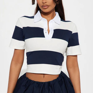 Nouvelles chemises de golf pour femmes, col rond, douces, respirantes, séchage rapide, 100% coton, manches courtes, imprimé graphique, vêtements d'entraînement d'été - Product Image 3