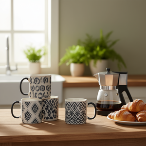 4 Assorted 330ml Stoneware Ceramic Cups <b>Mug</b> - Product Image 3