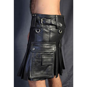 Kilt de Cuero Genuino para Hombre con Bolsillos Cargo y Pliegues, Estilo Utilitario, Colección 2026 - Product Image 3