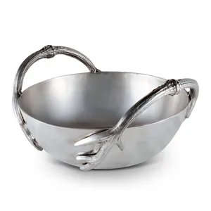 Bol en métal artisanal élégant et moderne, bol de service stylé pour salle à manger contemporaine, décoration de table, bol plaqué sûr pour la maison - Product Image 1
